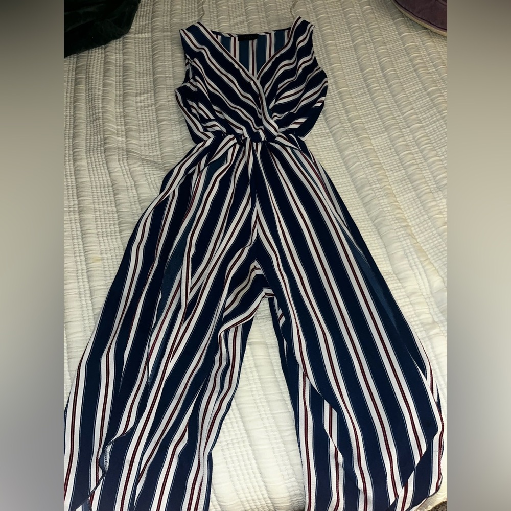 Striped Navy Jumpsuit